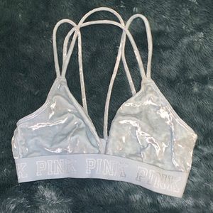 PINK baby blue velvet bralette